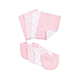 Trend Lab Pink Sky 8-pc. Bib and Burp Cloth Set
