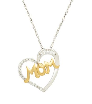 Sterling Silver And 14k Yellow Gold Heart Mom Pendant