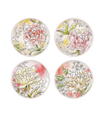 UPC 742414389561 product image for Fitz and Floyd® Savannah Home Set of 4 Assorted Peony Accent Plates | upcitemdb.com