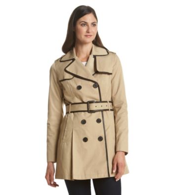 UPC 767336825683 product image for BCBG&reg; Belted Faux Leather Trim Trench Coat | upcitemdb.com