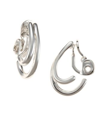 UPC 083355093507 product image for Napier® Silvertone Double C-Hoop Clip Earrings | upcitemdb.com