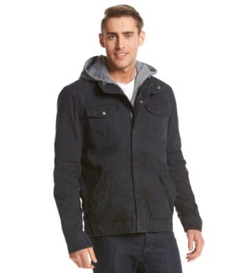 men's two pocket hooded trucker jacket