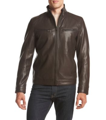 michael kors leather jacket men