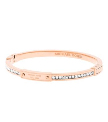 Michael Kors&reg; Rose Goldtone Logo Pave Push Button 