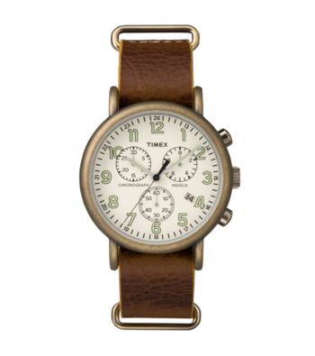 Timex&reg; Men's Weekender Chrono Oversize Brown Leather 