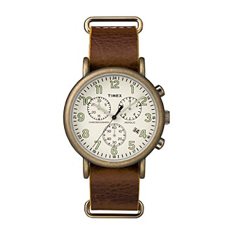 Timex&reg; Men's Weekender Chrono Oversize Brown Leather 