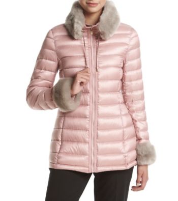 via spiga faux fur trim puffer jacket