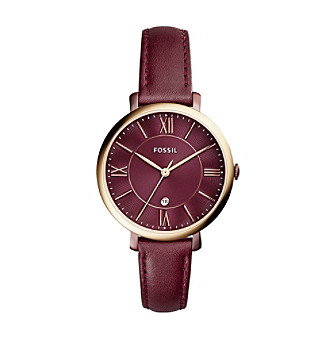 Fossil&reg; Jacqueline Three-Hand Date Red Leather Watch