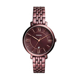 Fossil&reg; Jacqueline Three-Hand Date Wine Stainless Steel 