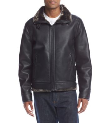 UPC 888807999082 product image for GUESS Men's Faux Leather Jacket with Fur | upcitemdb.com