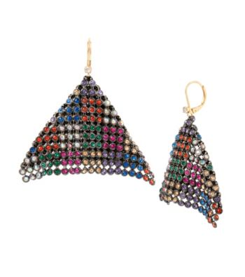 Betsey Johnson&reg; Mixed Stone Mesh Drop Earrings