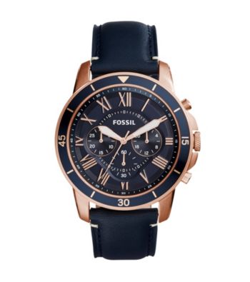 Fossil&reg; Grant Sport Chronograph Blue Leather Strap Watch