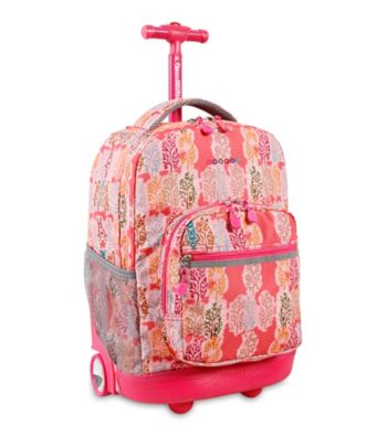 J World&reg; Sunrise Pink Forest Rolling Backpack