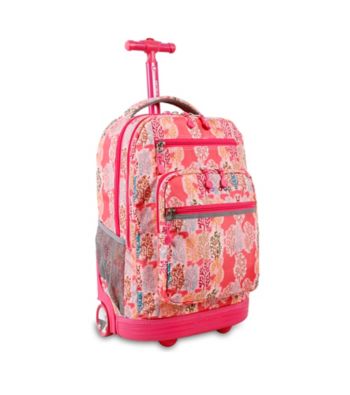 J World&reg; Sundance Pink Forest Rolling Backpack