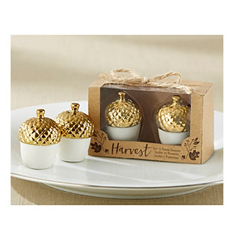 Kate Aspen Set of 12 Gold Dipped Ceramic Acorn Salt & Pepper