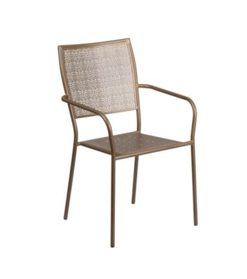 Flash Furniture Indoor-Outdoor Steel Patio Arm Chair with Sq