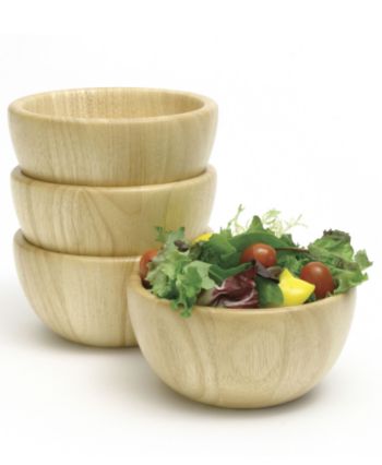 Lipper International Small Salad Bowls in Beechwood - Set of 4