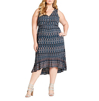 UPC 191594005493 product image for Jessica Simpson Plus Size Magarita Print High-Low Dress | upcitemdb.com