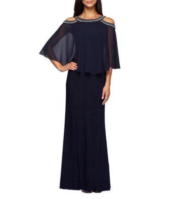 alex evenings cold shoulder popover dress