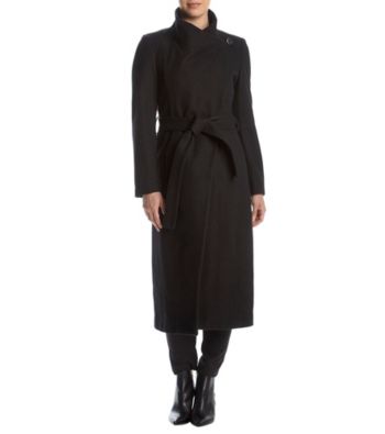 kenneth cole asymmetrical belted maxi wool coat