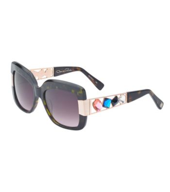 UPC 800414418992 product image for Oscar de la Renta Jewel Tortoise Shell Square Sunglasses | upcitemdb.com