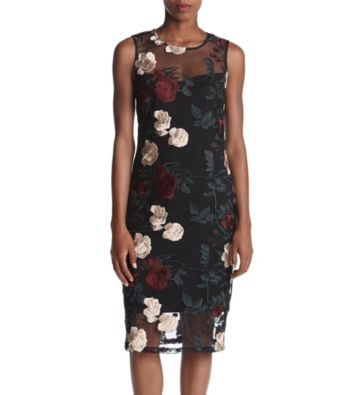 calvin klein floral embroidered gown