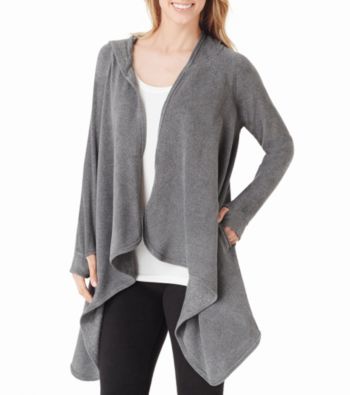 women's cuddl duds softwear hooded wrap cardigan