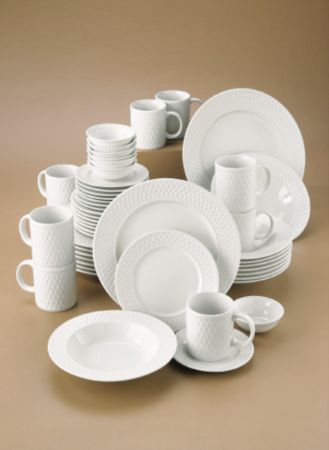 LivingQuarters Basketweave 50-Piece Dinnerware Set