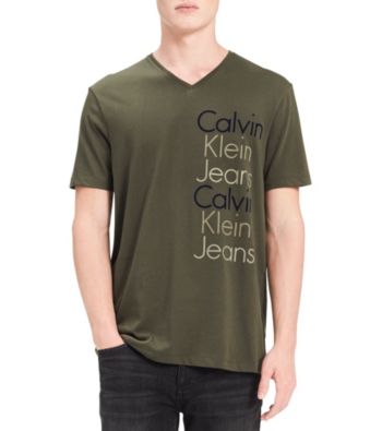 UPC 637865631553 product image for Calvin Klein Jeans Men's Ck Greenserif Logo V-Neck Tee | upcitemdb.com