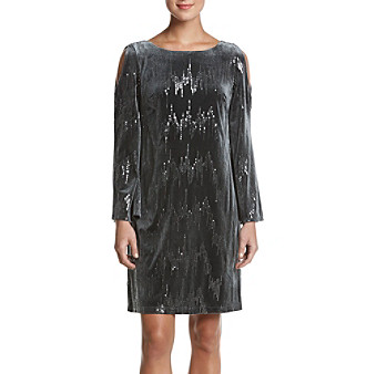 UPC 828659688857 product image for Jessica Howard Velvet Sequin Cold Shoulder Dress | upcitemdb.com