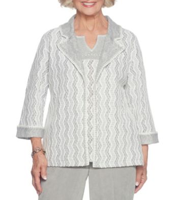 UPC 191608038134 product image for Alfred Dunner Chevron Sriped Pattern Jacket And Top Set | upcitemdb.com