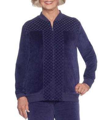 UPC 191608039247 product image for Alfred Dunner Stud Detail Velour Jacket | upcitemdb.com