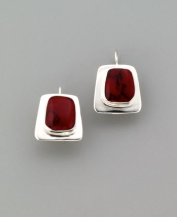 Athra Red Jasper Square Earrings