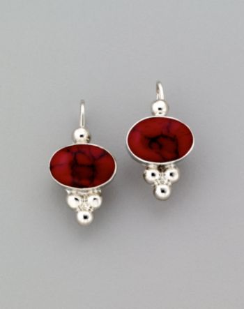 Athra Red Jasper Oval Earrings
