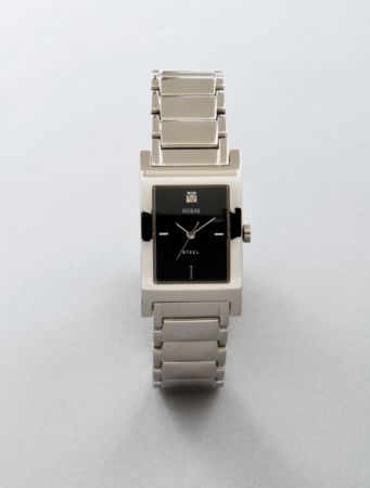 GUESS? Women's Steel Diamond Watch