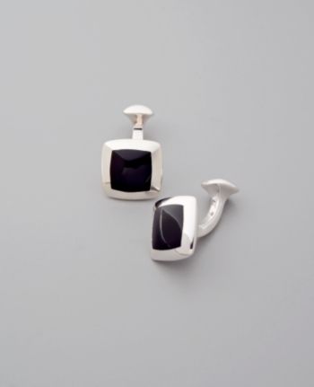 International Bullion Men's Square Black Cuff Links