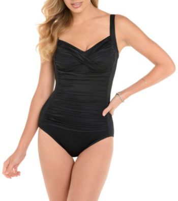 UPC 754509288147 product image for Trimshaper Solid Ruched One Piece Suit | upcitemdb.com