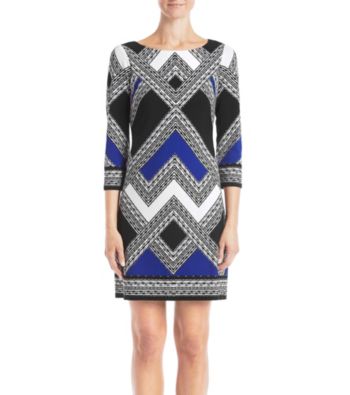 UPC 828659667319 product image for Vince Camuto Colorblock Chevron Stripe Pattern Dress | upcitemdb.com