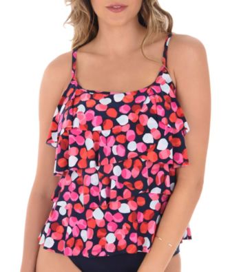UPC 754509262253 product image for Miraclesuit Tiered Ruffle Polka Dot Pattern Tankini Top | upcitemdb.com