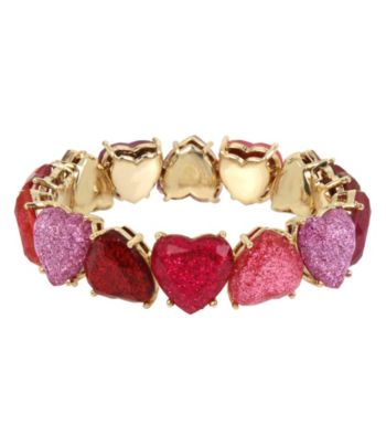 UPC 889295260340 product image for Betsey Johnson Goldtone Glitter Heart Stretch Bracelet | upcitemdb.com