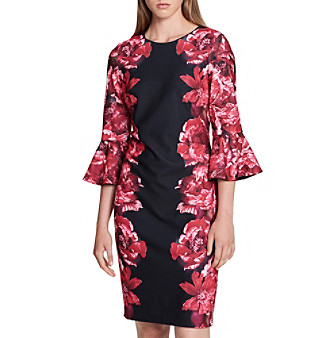 UPC 191797809256 product image for Calvin Klein Floral Bell Sleeve Sheath Dress | upcitemdb.com