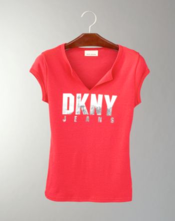DKNY Jeans Women's Slitneck Logo Tee