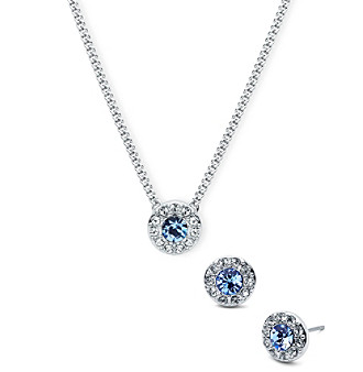 UPC 013742217049 product image for Givenchy Silvertone Pave Blue Stone Necklace And Earrings Set | upcitemdb.com