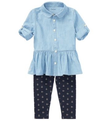 UPC 190618748231 product image for Lauren Baby Girls' Chambray Top And Leggings Set | upcitemdb.com