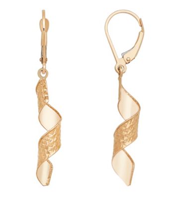 UPC 098087873556 product image for 14K Yellow Gold Polished Diamond Cut Twisted Spiral Drop Earring | upcitemdb.com