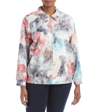 UPC 191608104631 product image for Alfred Dunner Plus Size Floral Glitter Pattern Bomber Jacket | upcitemdb.com