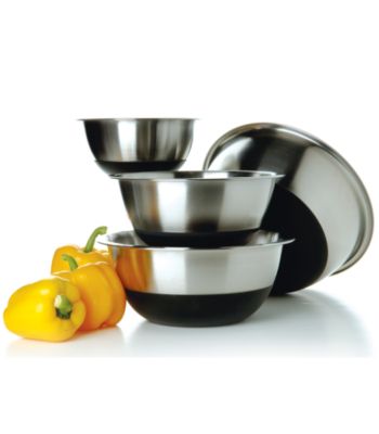 Amco® Stainless Steel Mixing Bowls with Silicone Bottom 3-Piece Set