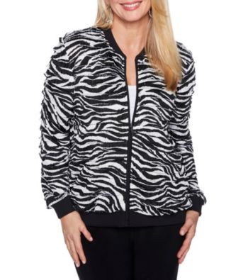 UPC 191608128583 product image for Alfred Dunner Zebra Ruffle Jacket | upcitemdb.com