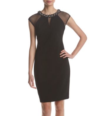 UPC 688883352555 product image for Eliza J Jewel Detail Neckline Sheer Yoke Sheath Dress | upcitemdb.com