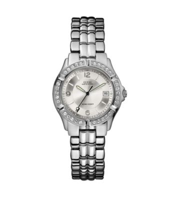 Guess Silvertone Crystal Bezel Watch - Silvertone